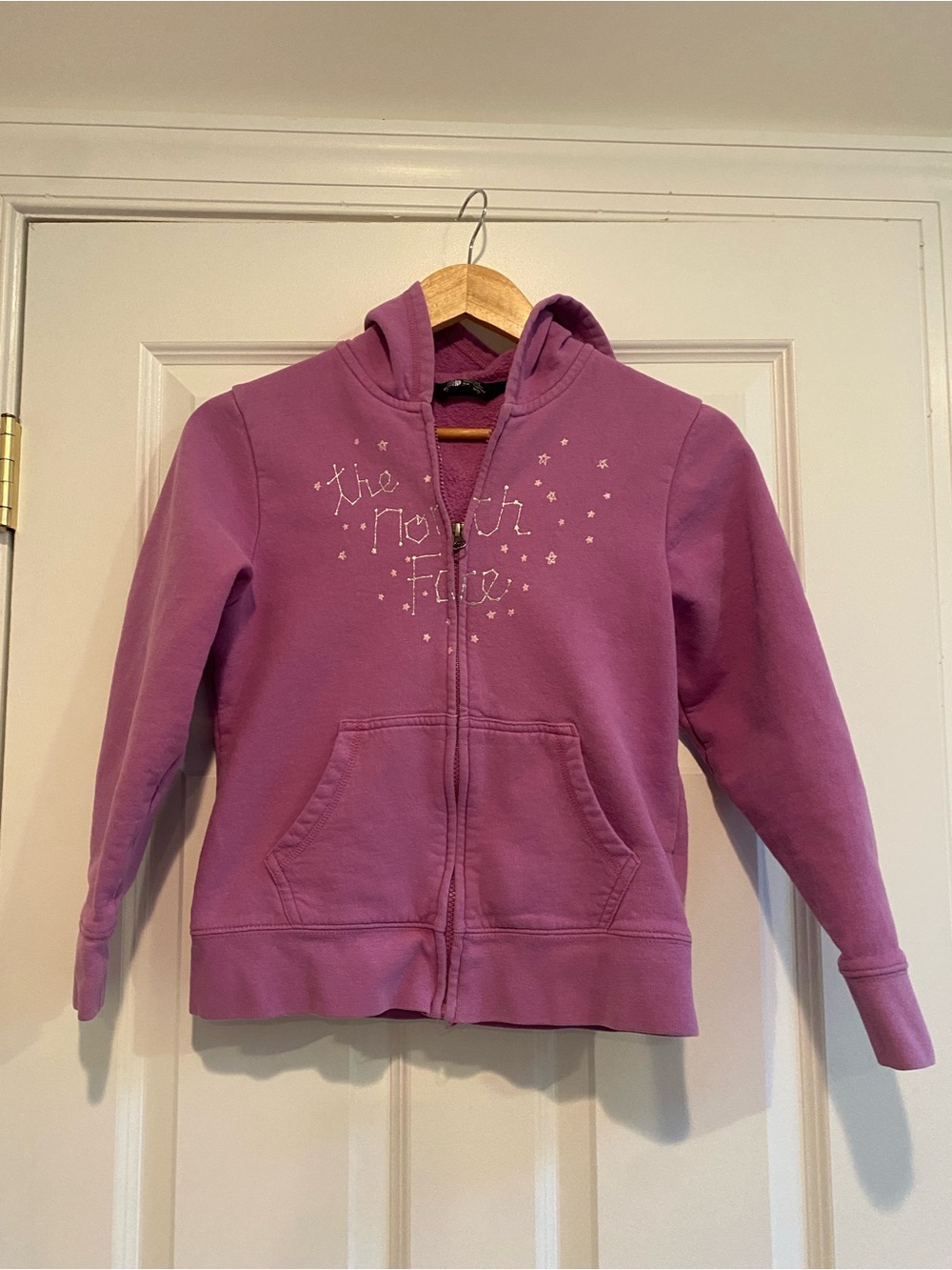 The North Face Girls' Purple Zip Hoodie with Star Accent, Sz M (10-12)